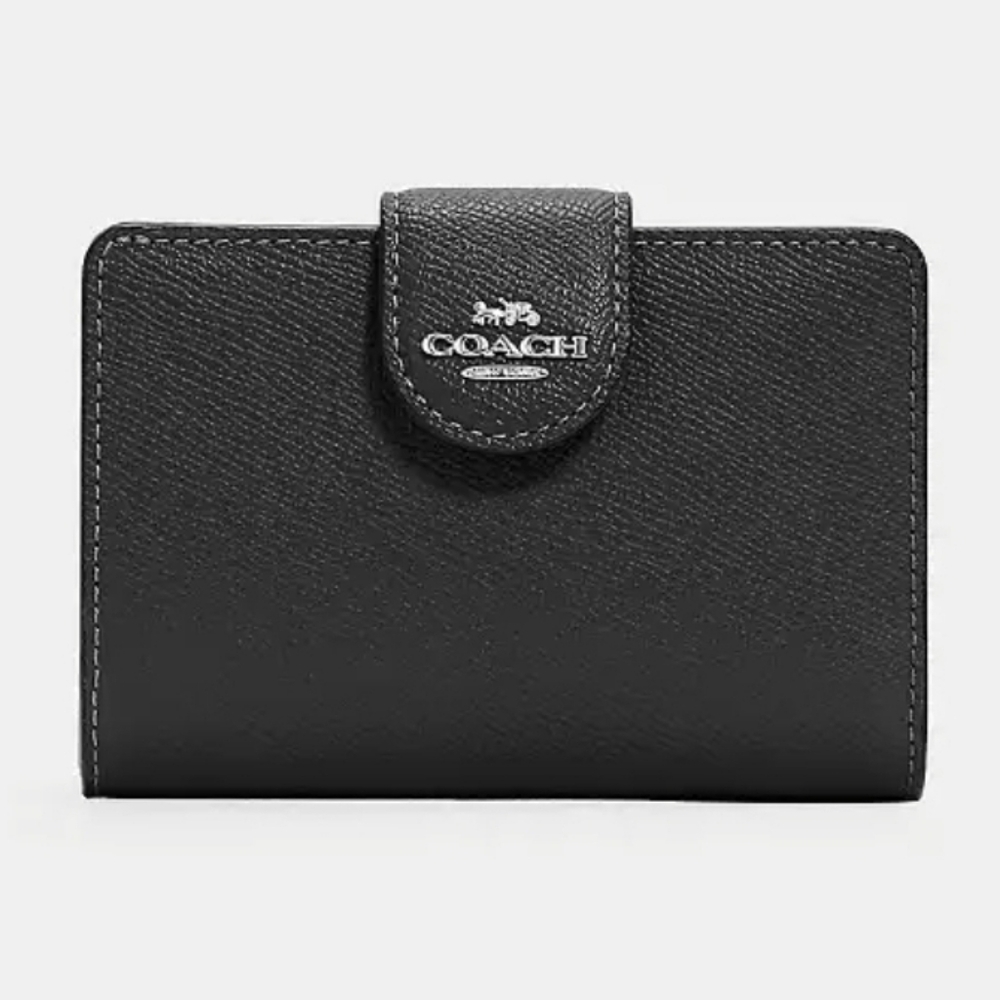 Coach Black Pebble Grain Leather Wallet